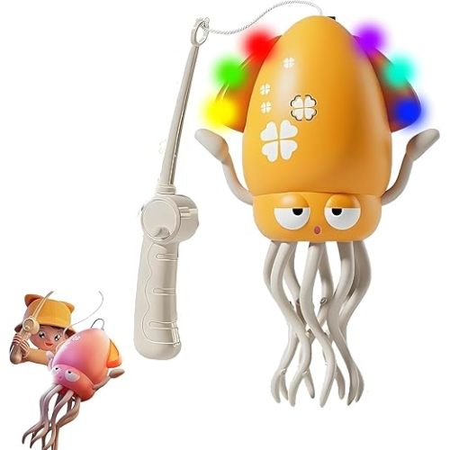 Dancing Octopus Toy, 2025 New Electric Auto-Avoid Crawling Octopus with LED & Music, Smart Interactive Auto-Wiggling Robotics, Creative Crazy 8-Leg Action Crawling Octopus (Yellow)
