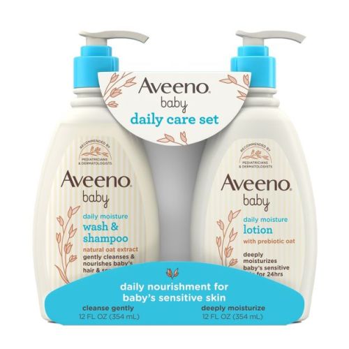 Aveeno Baby Daily Care Gift Set Includes Daily Moisturizing Body Lotion & 2-in-1 Baby Bath Wash & Shampoo - 2 Ct