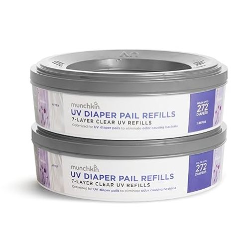 Munchkin® UV Diaper Pail Refill Rings, Holds up to 544 Newborn Diapers, 2 Pack