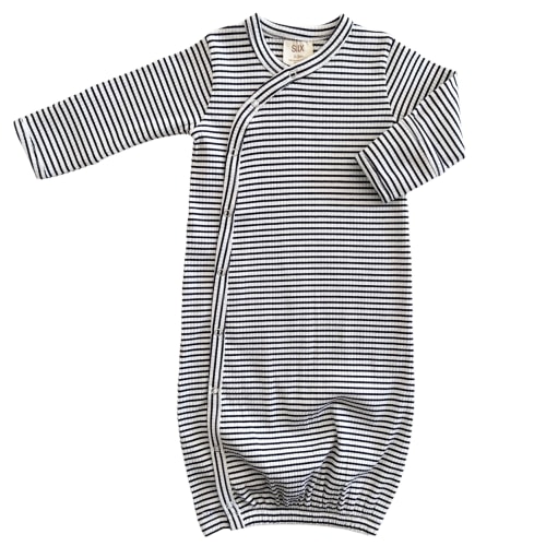 Black Stripe / Organic Ribbed Gown