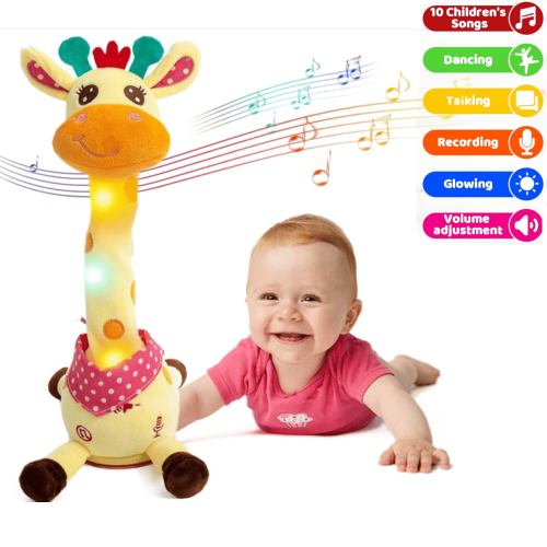 Hogloyecr Giraffe Stuffed Animal for Bed Hug| Dancing Giraffe Light Up Toys| Giraffe Toys Singing 10 Children's Songs| Interactive Mimicking Toy for Toddler Boys Girls Gifts 1PC