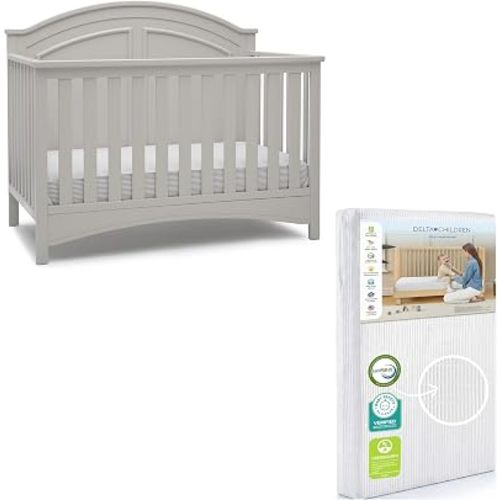 Delta Children Perry 6-in-1 Convertible Crib & Mattress, Moonstruck Grey