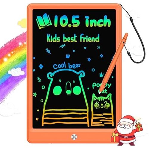 LCD Writing Tablet Doodle Board, Colorful Drawing Pad, Electronic Drawing Tablet, Drawing Pads,Travel Gifts for Kids Ages 3 4 5 6 7 8 Year Old Girls Boys (10.5 inch, Orange)
