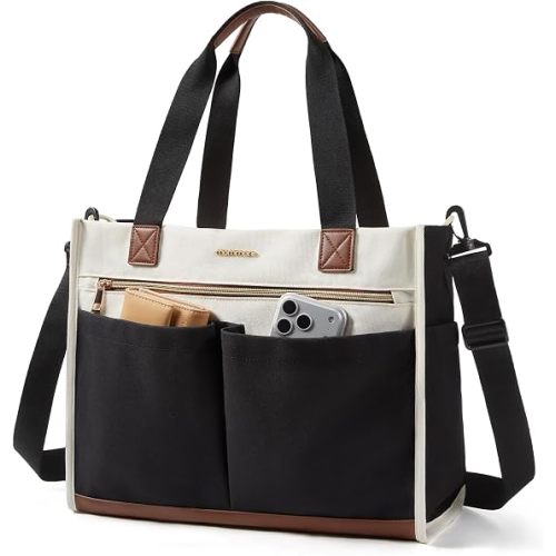 mommore Canvas Diaper Bag Tote Stylish Mommy Baby Hospital Bag | Insulated pockets, stroller straps & portable changing pad, large capacity for labor delivery