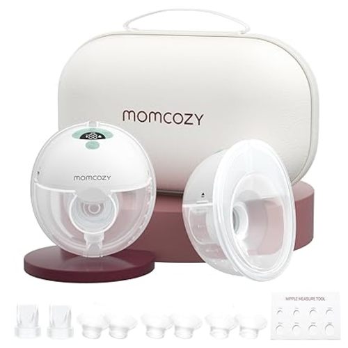 Momcozy M5 Hands-Free Wearable Breast Pump, Double-Sealed Flange for Baby-Like Comfort, 3 Modes & 9 Suction Levels, Portable Electric Pump – 24mm, 2-Pack Mint