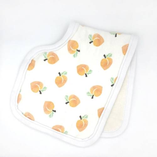 Peach Burp Cloth - Organic Cotton Burp Cloth - Peach Baby Gift - Georgia Baby Shower Present - Contoured Burp Cloth - Gender Neutral Baby
