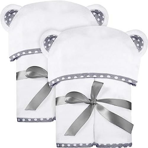 Set of 2 Hooded Baby Towels – White – Luxurious, Large and Super Absorbent – 35 x 35 Inch – Soft and Suitable for Infants, Toddlers and Kids – 500 GSM