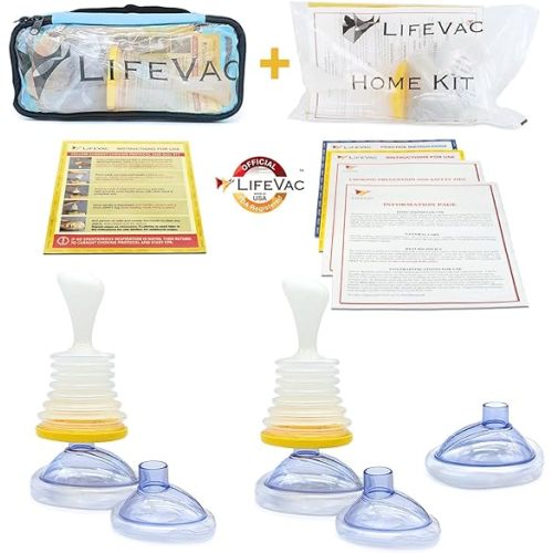 LifeVac Home & Blue Travel Kit Combo - Portable Suction Rescue Device, First Aid Kit for Kids and Adults, Portable Airway Suction Device for Children and Adults