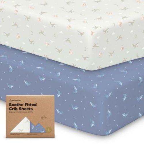 Keababies 2pk Soothe Fitted Crib Sheets Neutral, Organic Baby Crib Sheets, Fits Standard Nursery Baby Mattress (meadow)