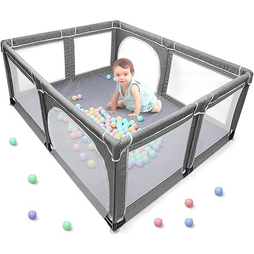 YOBEST Baby Playpen, 71"x59" Infant Playard with Gates, Sturdy Safety Playpen with Soft Breathable Mesh, Indoor & Outdoor Toddler Play Pen Activity Center for Babies, Kids, Toddlers