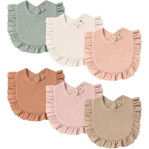 Baby Muslin Bibs Bandana Drool Bibs for Unisex Boys & Girls, Soft and Absorbent Cotton Teething Drooling Bib Set for Newborn Toddler