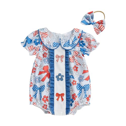 BemeyourBBs Baby Girl Bubble Romper Short Sleeve Peter Pan Collar Jumpsuit Newborn Infant Summer Clothes