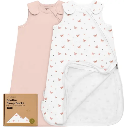 2-Pack Organic Sleep Sacks, 100% Cotton -Baby Sleeping Sack, Wearable Blanket Baby, Sleep Sack for Babies, Toddler Swaddle Sack,Newborn Baby Sleeping Bag,Sleepsack for Infant Girl,Boy (Butterflies, S)