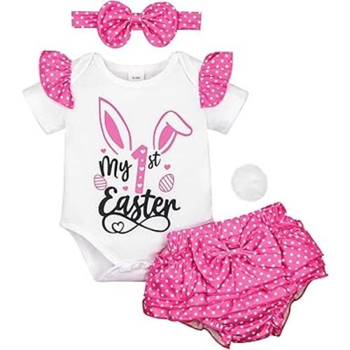 My 1st Easter Day Outfit for Infant Baby Girl Easter Outfit Baby Girl Clothes Cute Bunny Skirt Set 0-18 Months