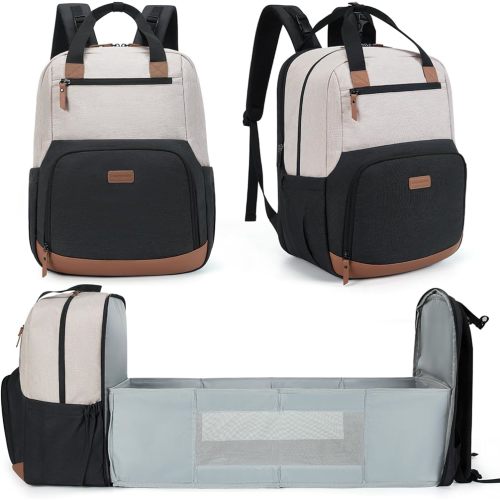 mommore Diaper Bag Backpack with Changing Station Large Travel Diaper Bags Unisex Baby Bag with Changing Pad, Stroller Straps