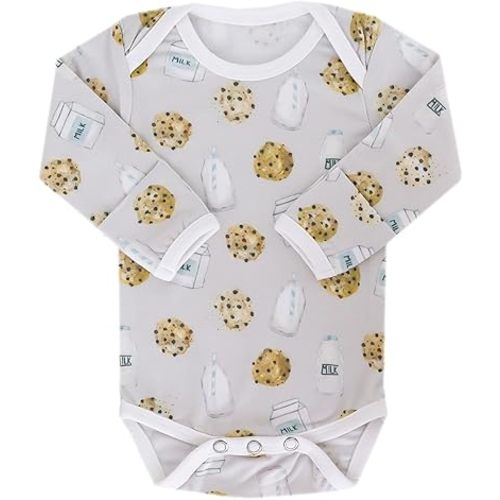Copper Pearl Long Sleeve Bodysuit Baby: Ultra Soft Baby for Newborns, Boys, and Girls - Stylish, Comfortable, Overlap Shoulders, Premium Knit Fabric - 0-3 Months, Chip