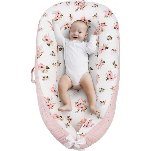 Baby Lounger Cover Portable Newborn Lounger Seat Cover, Reversible Infant Nest, Durable and Machine Washable, Adjustable Lounger for Babies(Pink Flower)