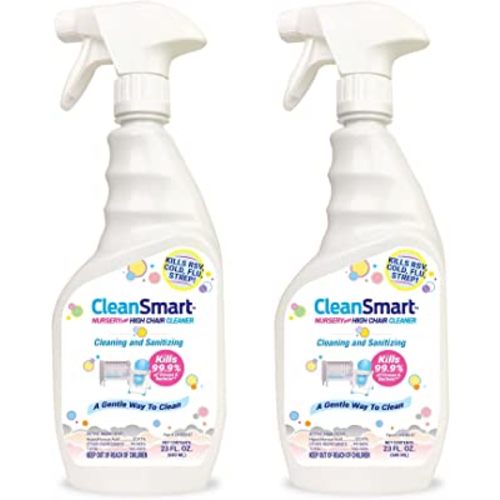 CleanSmart Nursery & High Chair Cleaner, 23 Ounce Bottle (Pack of 2), Hypochlorous Naturally Kills 99.9% of Viruses like RSV & Flu with Zero Residue
