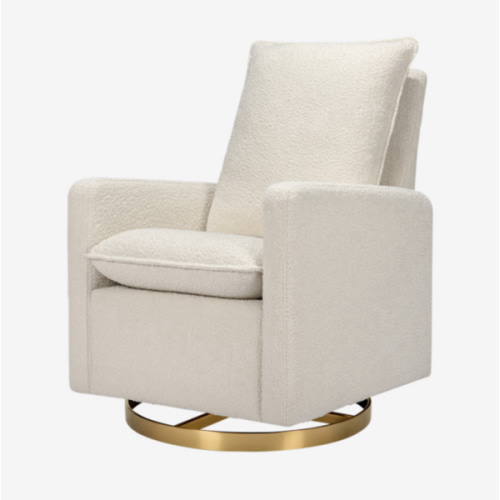 Cali Pillowback Swivel Glider - Ivory Boucle with Gold Base