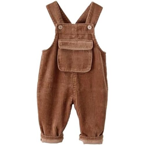 Happy Cherry Infant Baby Boy Girl Corduroy Overalls Romper Adjustable Button Suspender Big Pants Plain Romper Outfit Clothes