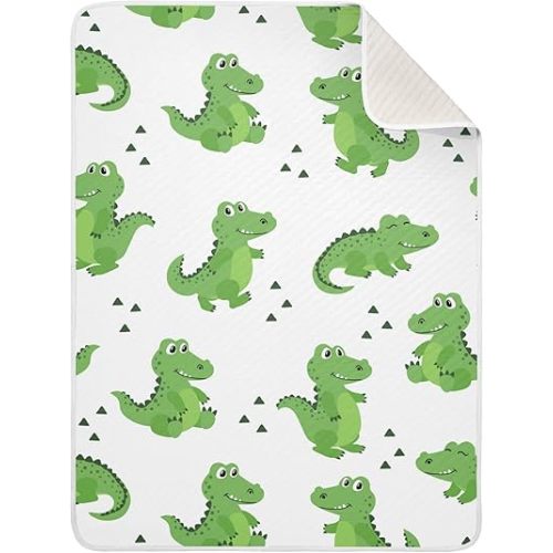Pigsaly Cartoon Alligators Baby Blankets 30 X 40 in Green Crocodiles Toddler Blanket Newborn Crib Blanket Nursery Bed Blankets for Stroller Toddler Bed Carseat