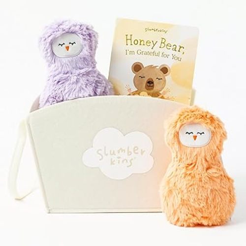 Slumberkins Honey Bear, I'm Grateful for You Book + Melon Peep + Violet Peep + Basket - Easter Gift Set, SEL Social Emotional Learning Toys for Boys & Girls