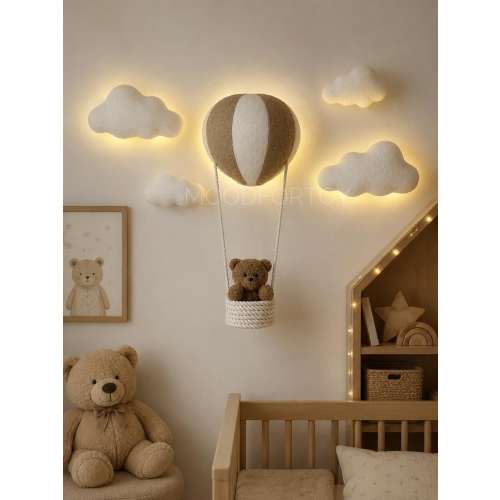 Bouclé Air Balloon Lamp: Soft Nursery Wall Decor with Backlight