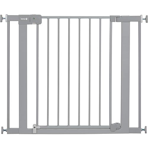 Safety 1st Easy Install Baby Gates for Doorways, Auto-Close Pressure-Mounted Magnetic Latch Gate, Indoor Dog Gates, No Drilling, Fits 29" - 38", Grey