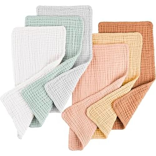 Konssy Muslin Baby Burp Cloths Sets for Unisex- 6 Pack Large 100% Cotton Burping Clothes for Newborn,Baby Girls and Boys