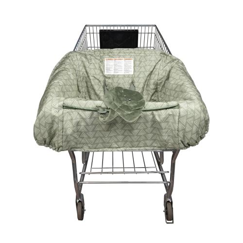 Boppy Shopping Cart Cover, Green Leaf, Cart Cover for Babies with Soft 360-Degree Coverage, Safety Harness, and SlideLine Toy Tether with Plush Green Leaf Included, 6mo+