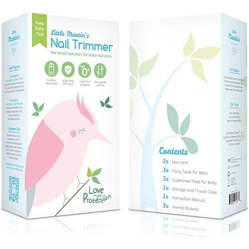 Little Martin’s Drawer Baby Nail Trimmer File with Light - Safe Electric Nail Clippers Kit for Newborn Infant Toddler Kids Toes and Fingernails - Care, Polish and Trim - Battery Operated (AA)