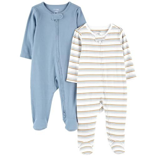 Simple Joys by Carter's Unisex Baby 2-Pack 2-Way Zip Textured Sleep and Play