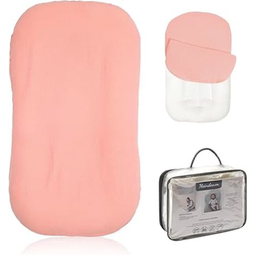 Infant Support Cushion - Baby Support Cushion for Newborn, 0-24 Months, Portable Tummy Time Mat for Home and Travel, Soft Cotton, Supervised Use, Baby Essentials Gift（Pink）