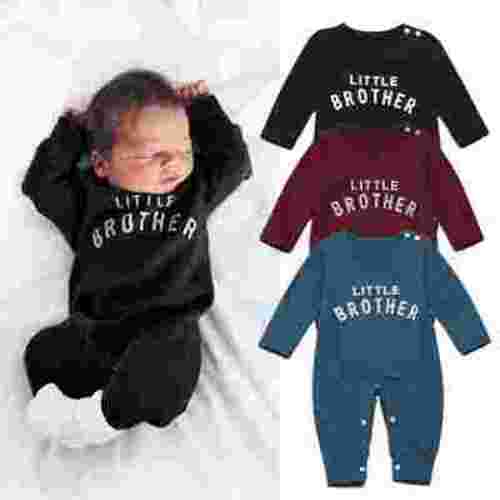 Ma&Baby Winter Baby Boys Little Brother Romper Jumpsuit Bodysuit, Black, 0-3 Months