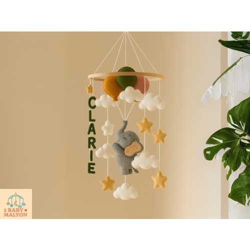 Personalized Baby Mobile, Custom Baby Mobile, Personalized Mobile, Elephant Baby Gifts, Autumn Baby Shower, Baby Announcement Gift, Handmade