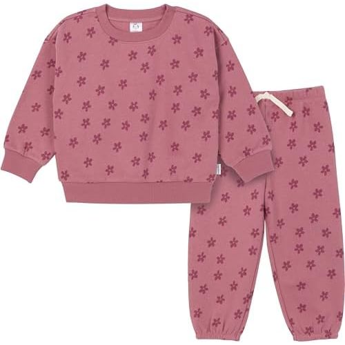 Gerber Baby Girls' Toddler 2-piece Fleece Sweatshirt and Jogger Set