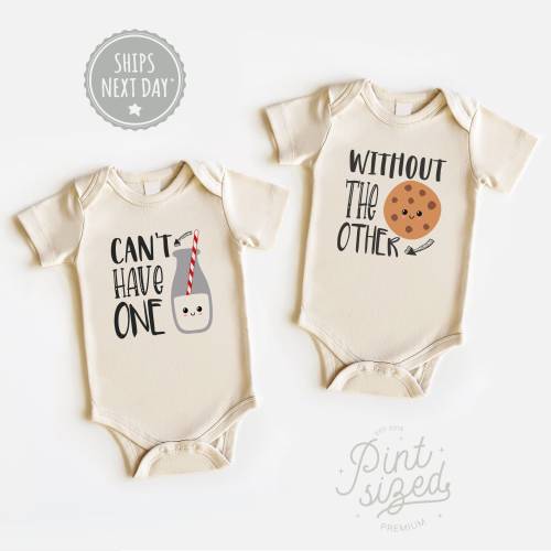 Twin Onesies® - Can&#39;t Have One Without The Other Twin Onesies® - Funny Milk and Cookie Twin Onesies® - Cute Best Friend Twin Baby Onesies®
