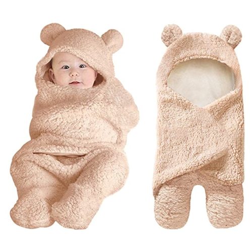 XMWEALTHY Cute Newborn Baby Boys Girls Blankets Plush Swaddle Blankets Brown - One Size (Pack of 1)