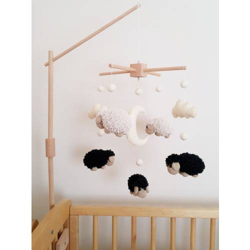 Baby Crib Mobile Sheep Mobile Black Sheep Crochet Mobile Crib - Etsy