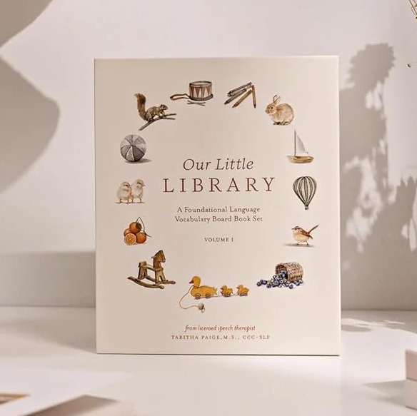 Our Little Library: A Foundational Language Vocabulary Board Book Set for Babies, Including Farm & Forest Animals, Fruits & Veggies, Toys & More (Tabitha Paige Children's Book Series)