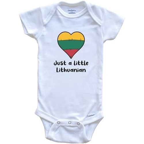 Really Awesome Shirts Just A Little Lithuanian Lithuania Flag Heart One Piece Baby Bodysuit