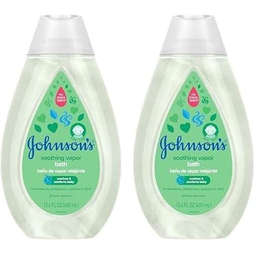 Johnson's Baby Vapor Bath with Soothing Aromas to Relax Babies, Tear-Free & Hypoallergenic Liquid Baby Bath Formula, No Parabens, Sulfates, Dyes, or Phthalates, 13.6 fl. oz (Pack of 2)