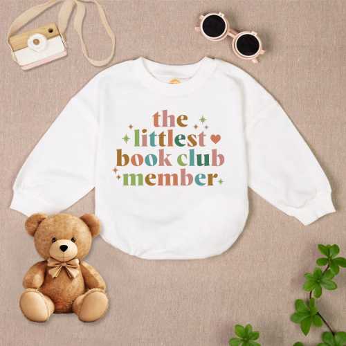 The Littlest Book Club Member Baby Romper Sweatshirt, Bookworm Baby Bodysuit, Cute Baby Clothes, Newborn Outfit