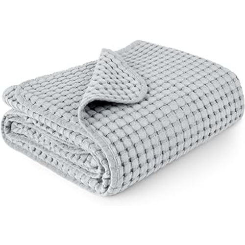 Konssy Waffle Baby Blankets, Nursery Blankets for Boys Girls, Swaddle Blankets Neutral Soft Lightweight Toddler and Kids Throw Blankets(Grey)