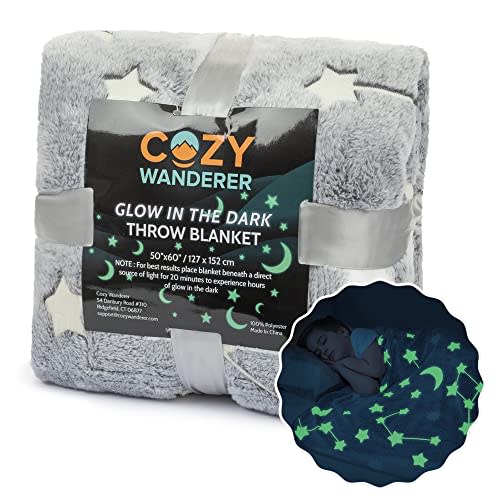 Soft Fluffy Kids' Blanket & Throws - Unique Birthday Gifts for Boy, Girls & Grandkinds - Glow in The Dark Throw Blanket, Gifts for Girls, Gifts for Boys, 50" x 60" Gray