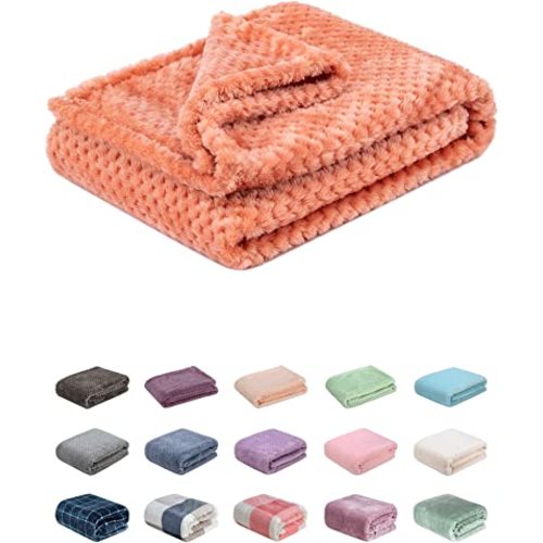 Fuzzy Blanket or Fluffy Blanket for Baby, Soft Warm Cozy Coral Fleece Toddler, Infant or Newborn Receiving Blanket for Crib, Stroller, Travel, Decorative (28Wx40L, XS-Grapefruit)