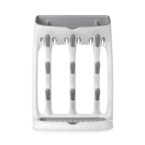 OXO Tot Baby Bottle Countertop Drying Rack with Lid, Space Saving Design, Gray
