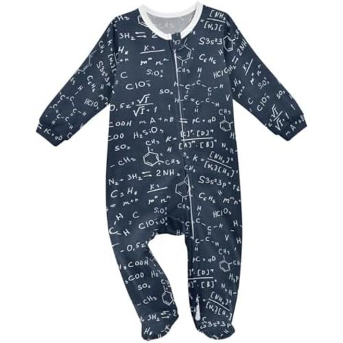 Dussdil Navy Chemistry Baby One-Piece Footies Newborn Rompers Pajamas Cotton Footed Pjs for Sleep Play Boys Girls 3M