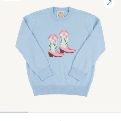 Isabelle's Intarsia Sweater - Buckhead Blue with Boot Intarsia