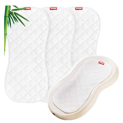 Moonsea Quilted Thicker Changing Pad Liner 3 Pack Waterproof, Fit for Changing Table Liners are Warm On a Baby's Back Non-Slip Design Reusable Pads Machine Washable, White